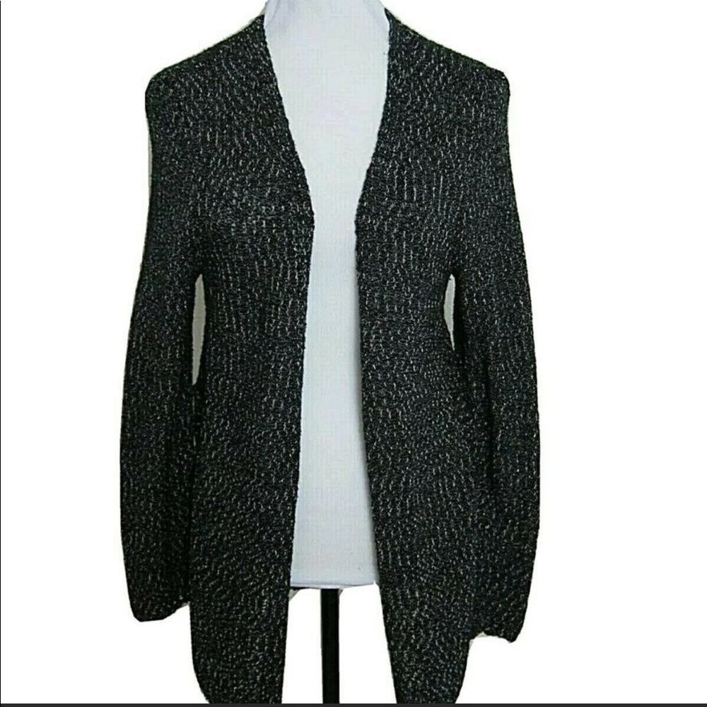 J. Jill Open Sweater S Black Silver Long Sleeve